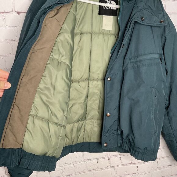 Vintage The North Face Mens Medium Winter Puffer Green/Teal Pockets ZipUp Jacket - Picture 3 of 6